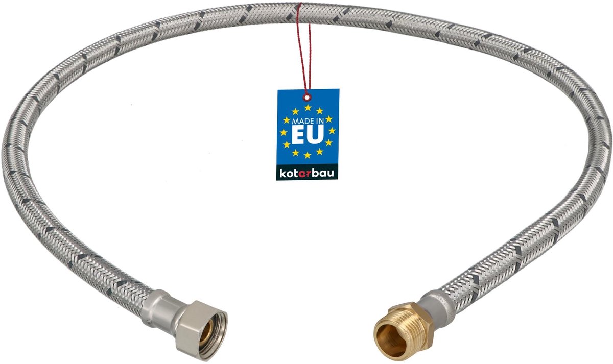 KOTARBAU® Flexibele Aansluitslang 3/8"x3/8" - Sanitaire Aansluitslang 90 cm - Flexibele Kraanslang - Buitendraad x Binnendraad - Aansluitslang Armatuur - Gevlochten Roestvrijstalen Aansluitslang
