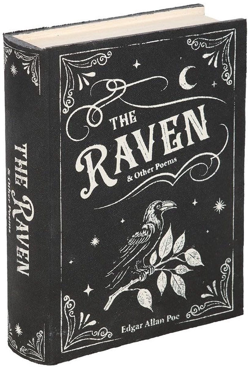 SnelShoppen - The Raven Boek Vormige Opbergdoos - Unieke Decoratie voor Thuis - Houten Box - Voor Sieraden, Kantoorbenodigdheden, en Meer - 30 x 20 x