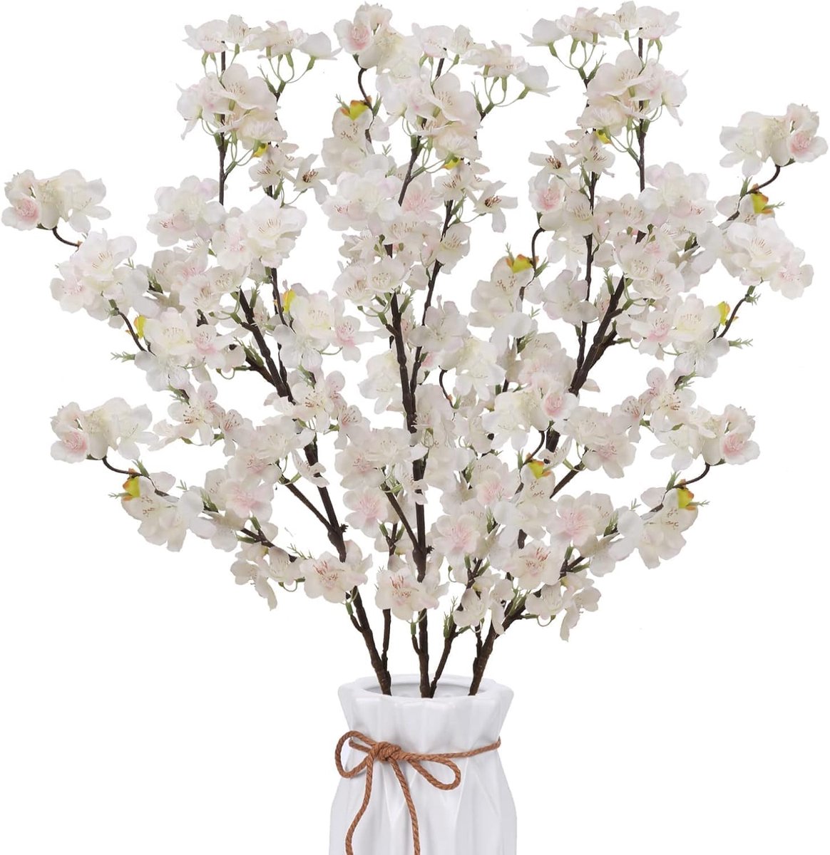 SnelShoppen - 3 Stuks Kunstbloemen Boeket Kersenboom en Rozen, Kunstbloemen voor Thuisdecoratie, Feest, Tuin, Keuken, Kunstbloemen in Diverse Kleuren