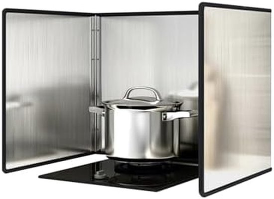 Opvouwbaar Spatscherm - Vetvanger Keuken - Koken Zonder Vlekken - Roestvrij Staal - Plat Opvouwbaar - Zilverkleurig — afbeelding 3