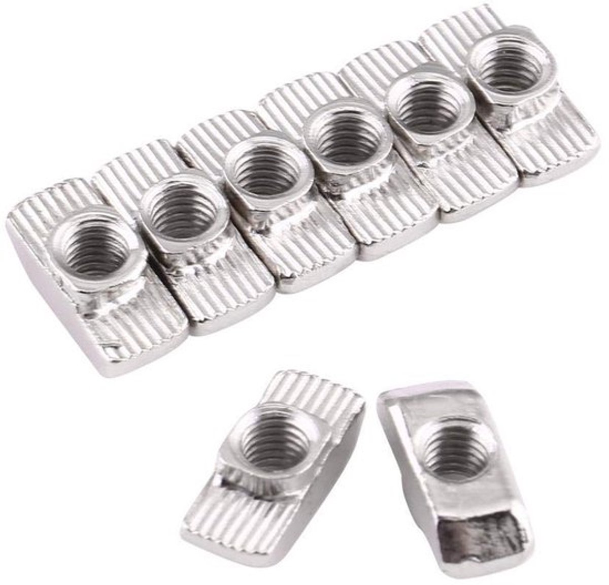 T-nut-set van 50 stuks voor aluminium profielen - gegalvaniseerd koolstofstaal bevestigingsmiddelen voor M4, M5, M6, M8 - ideaal voor extrusie en constructie