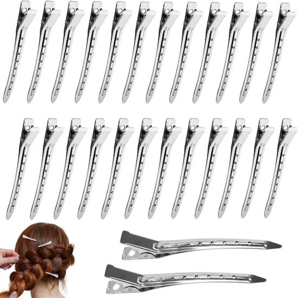25 Stuks Duck Bill Haarclips voor Haarstyling, Krullen en Kleurbehandelingen - Professionele Haardressing Clips met Gaten
