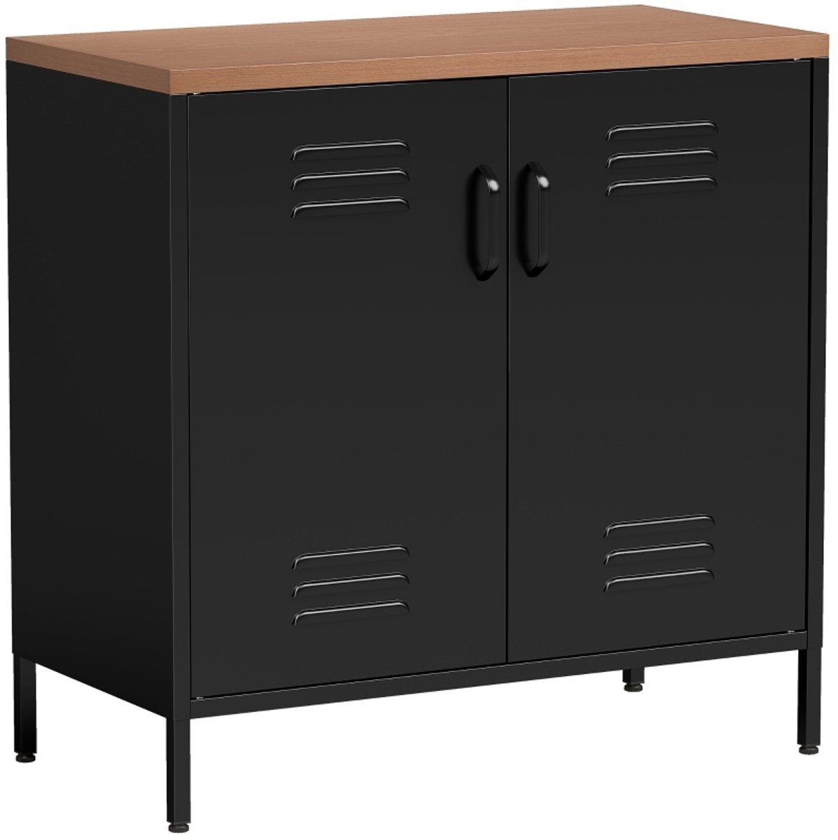 FloraGrace Metalen Dressoir - Industrieel Design Met Verstelbare Plank En 2 Deuren - Voor Woonkamer En Kantoor - Zwart - 80x40x80 Cm