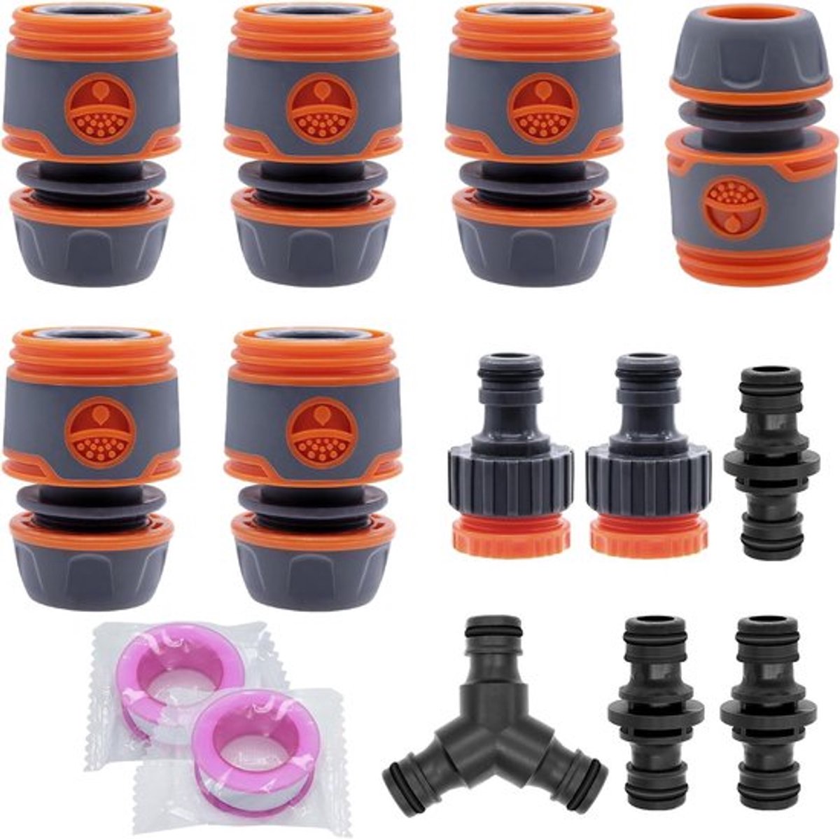 Complete Set van 14 Stuks Tuinslang Koppelingen, 1/2 Inch en 3/4 Inch Adapter voor Tuin Gebruik