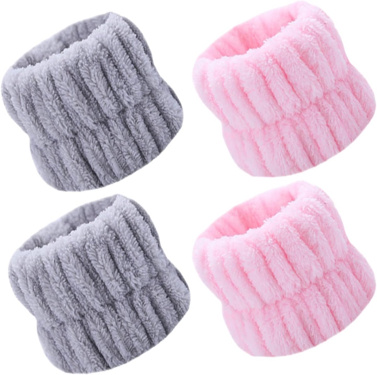 4-Piece Coral Velvet Washing Band, Microfibre Wrist Towel, Elastic Hair Band for Makeup, Face Wash, Shower, Yoga - ShopVlot