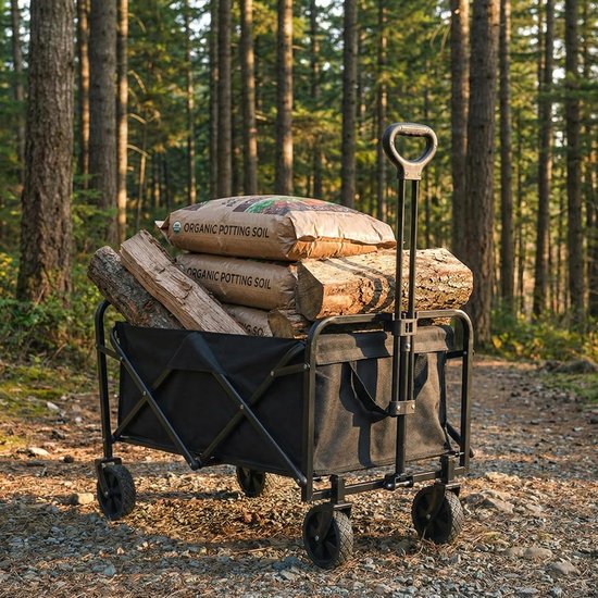 Bolderkar Opvouwbaar - Strandwagen Tuinwagen - Spullen Vervoeren - 150 kg Belastbaar - 74x48x48 cm - Zwart van Bolderkar Opvouwbaar — afbeelding 5