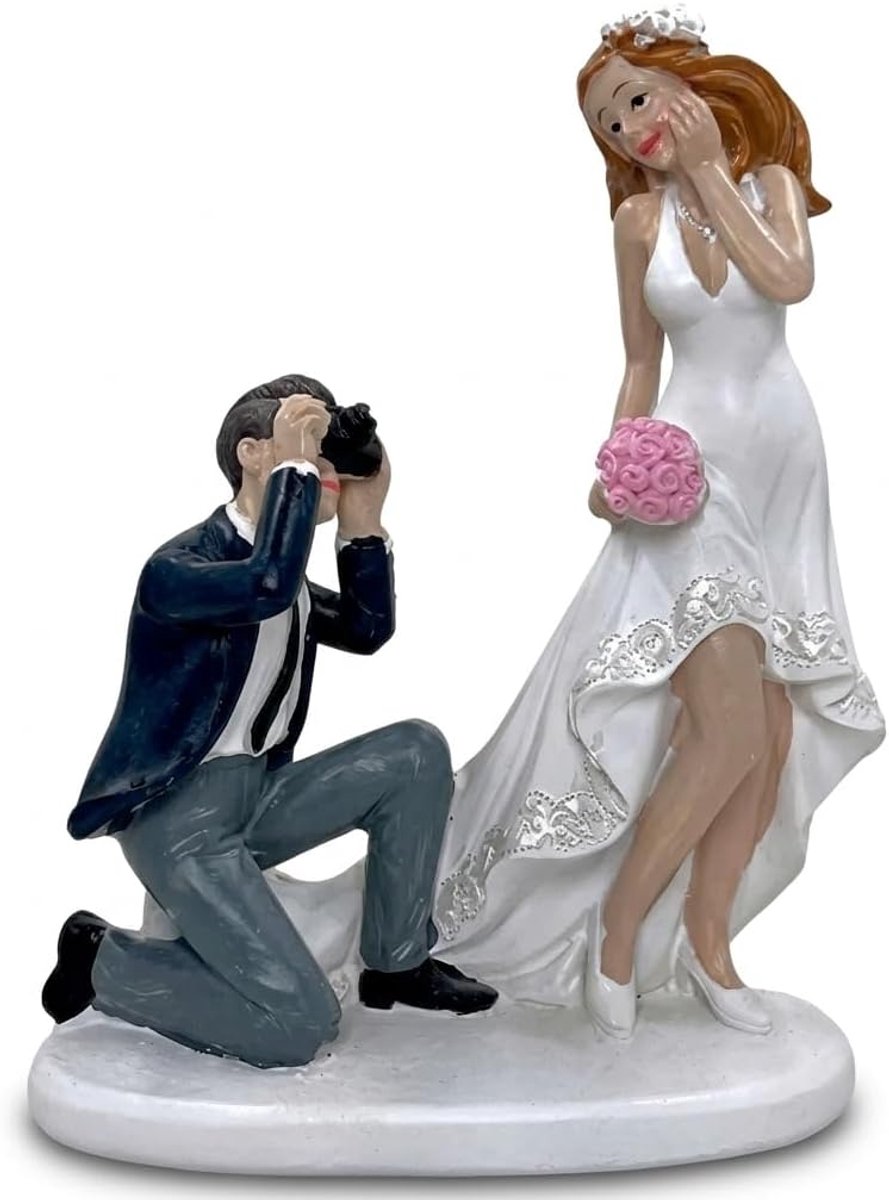 SnelShoppen - Cake Figure Bruid en Bruidegom, Cake Decoratie, Cake Topper, Huwelijkscake Versiering, Handgeschilderd, Uniek Cadeau voor Trouwerij