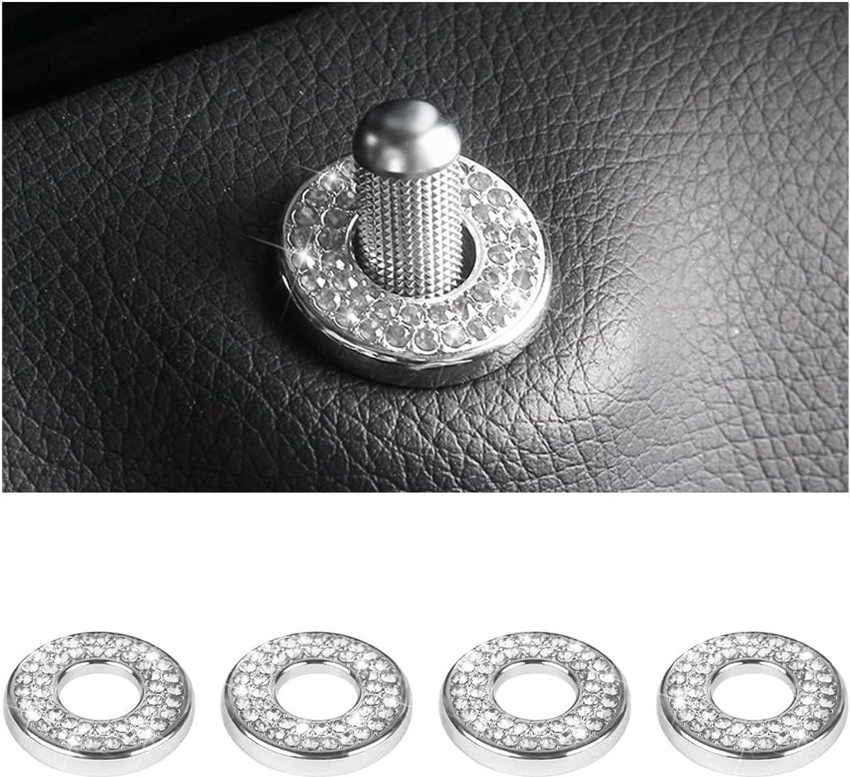 SnelShoppen - 4 Stuks Deurslot Pin Covers, Interieurdecoratie, Deurslot Stickers, Auto Interieur Decoratie, Bling Glitterende Auto Deurslot Kristal St