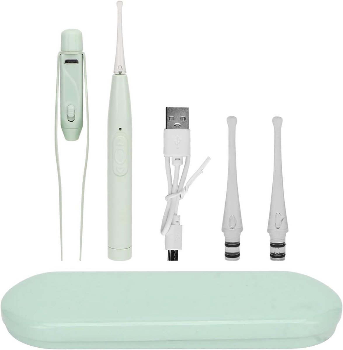 SnelShoppen - Kinderen Oorwas Verwijder Kit, Baby Oor Reinigingsset met LED Lichten, Inclusief Verlicht Lepelhandvat, Lepel, Tang, USB Kabel en Opberg