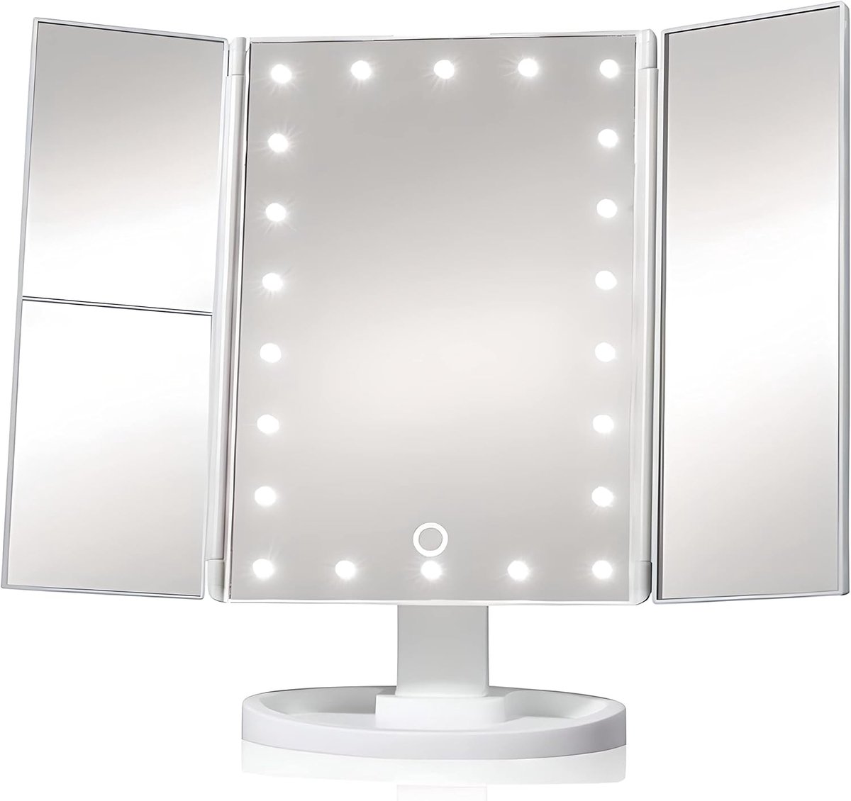 SnelShoppen - LED Make-up Spiegel met 2x en 3x Vergroting, Draaibaar 180°, Touch Switch, Natuurlijke Daglichtverlichting, Perfect voor Make-up en Scho
