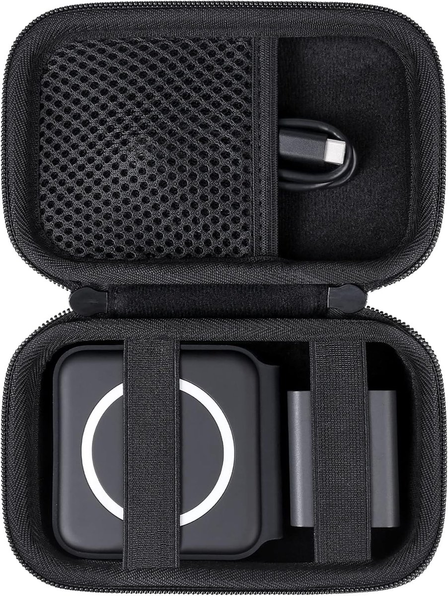 SnelShoppen - Draagbare 3-in-1 Oplaadstation met Magnetische Bescherming, Vouwbaar en Lichtgewicht, Zwart, Minimalistisch voor Thuis en Reizen