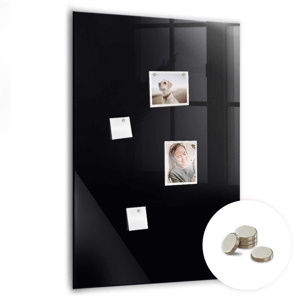 Coloray Glazen Magneetbord - Magnetisch Bord Lichtgrijze kleur - 70x100 cm - Zwart Magneetbord - Magnetic Board - Memobord