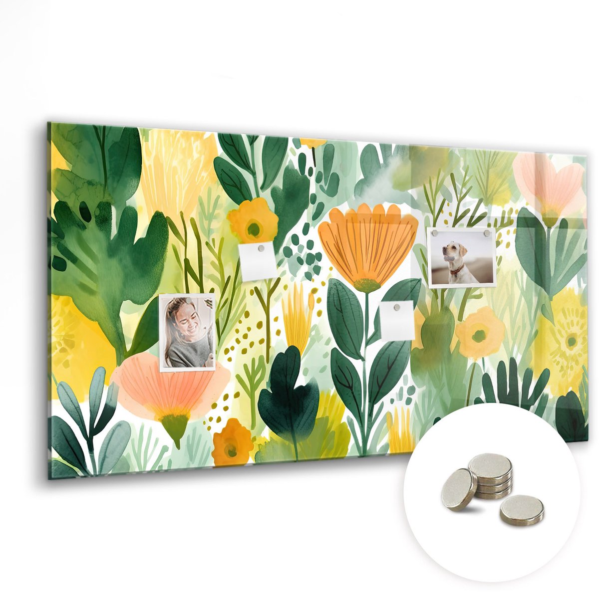 Coloray Glazen Magneetbord - Magnetisch Bord Natuur, jungle, natuur - 120x60 cm - Groente Magneetbord - Magnetic Board - Woonkamer Decoratie