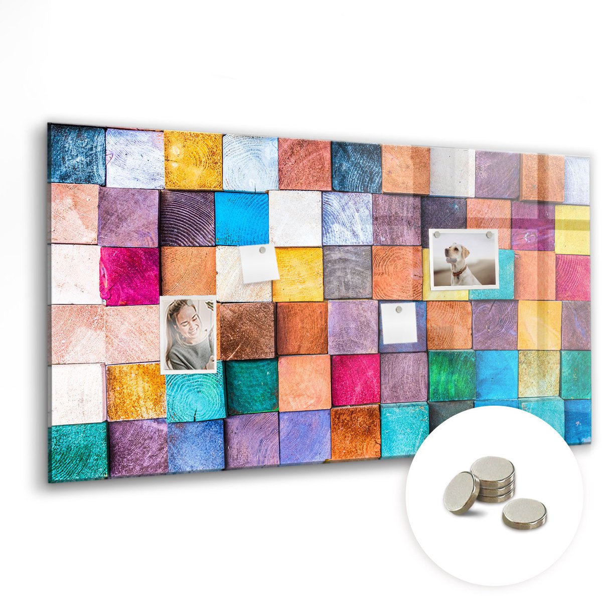 Coloray Glazen Magneetbord - Magnetisch Bord Boten op het meer - 120x60 cm - Veelkleurig Magneetbord - Magnetic Board - Woonkamer Decoratie