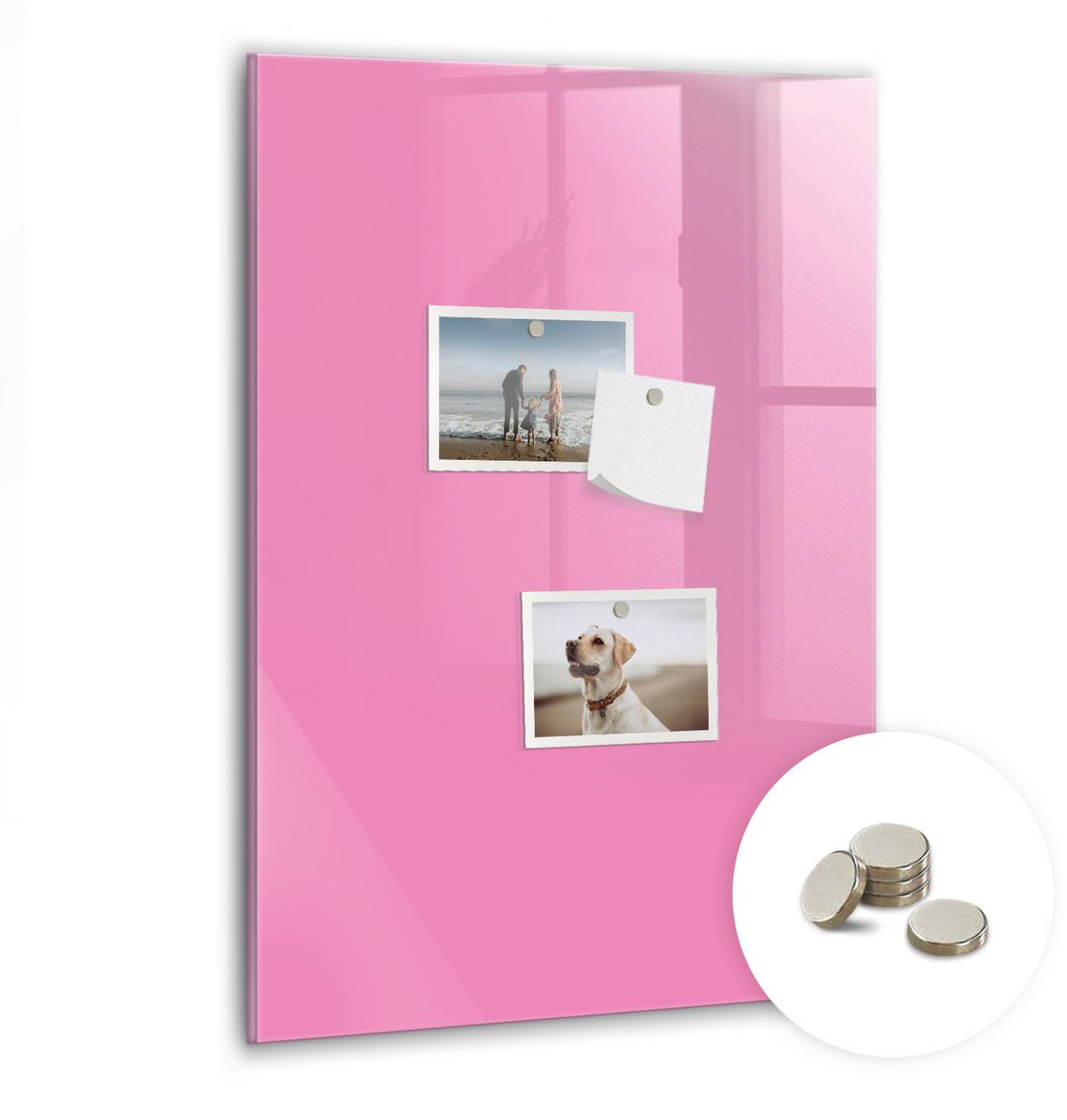 Coloray Glazen Magneetbord - Magnetisch Bord Wijnkurken - 40x60 cm - Roze Magneetbord - Magnetic Board - Keuken Decoratie