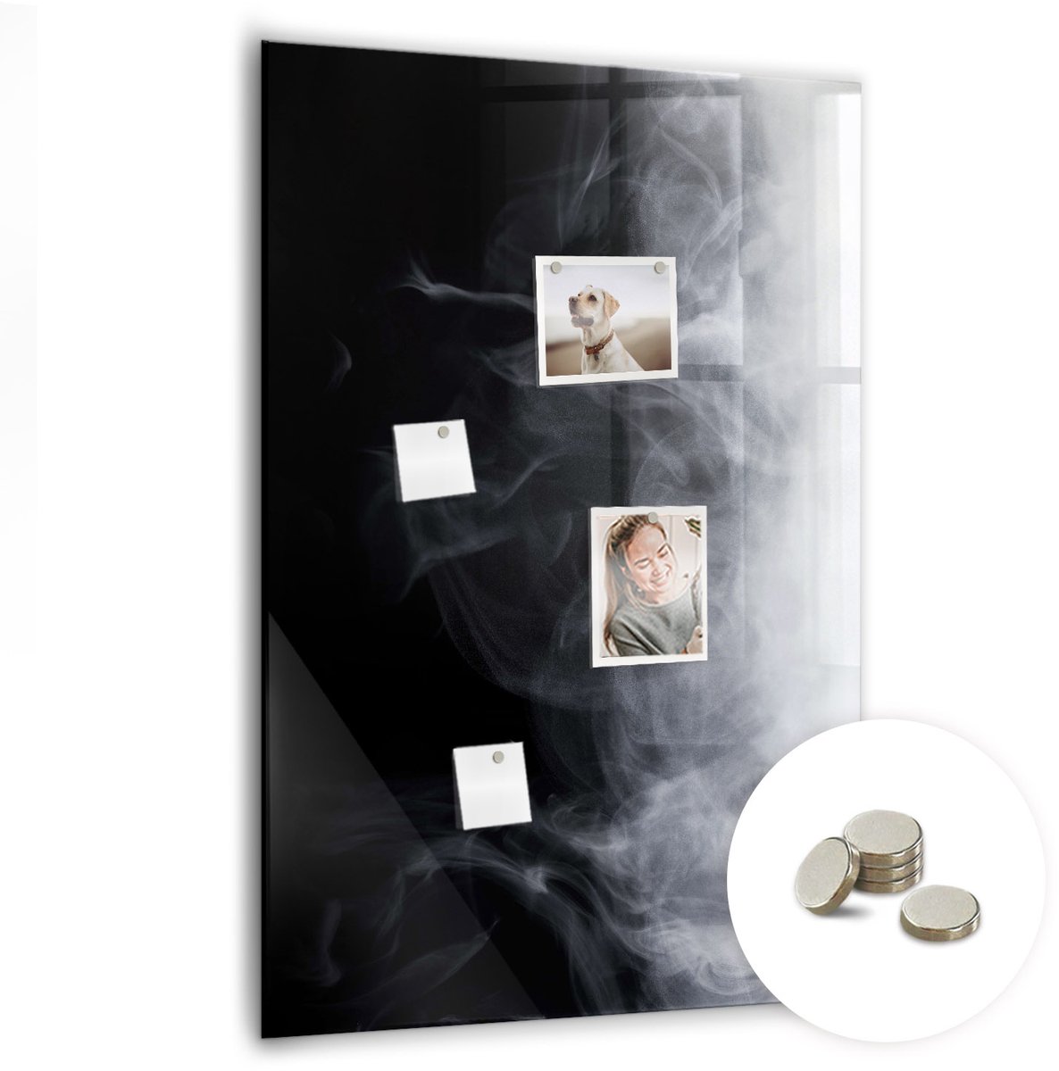 Coloray Glazen Magneetbord - Magnetisch Bord Tropische bladeren - 70x100 cm - Zwart-wit Magneetbord - Magnetic Board - Bureau Decoratie