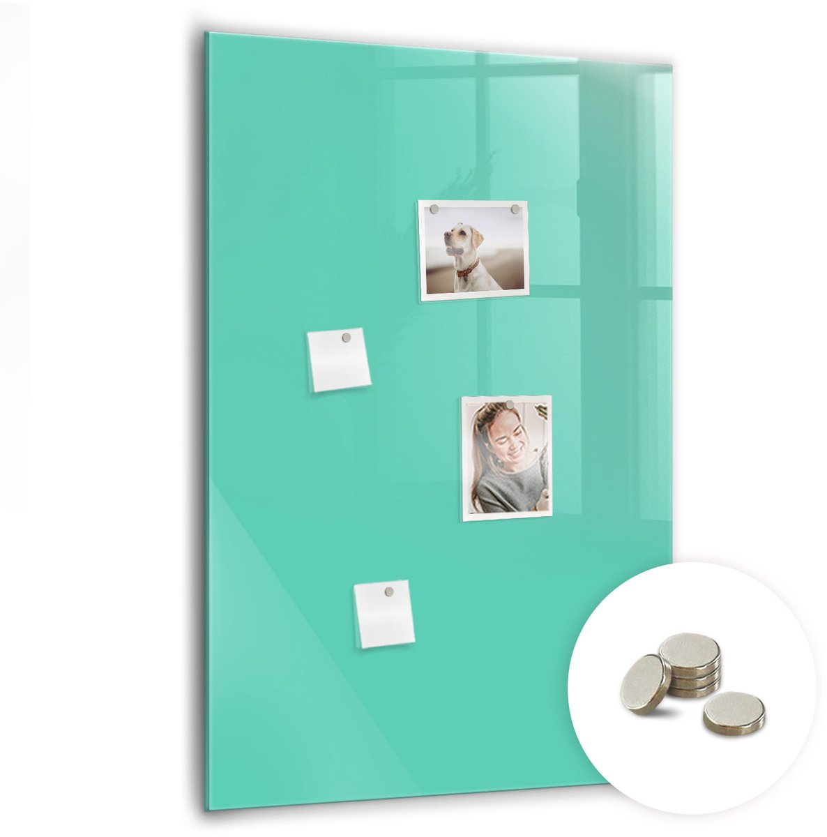 Coloray Glazen Magneetbord - Magnetisch Bord Lichtgele kleur - 70x100 cm - Turkoois Magneetbord - Magnetic Board - Memobord