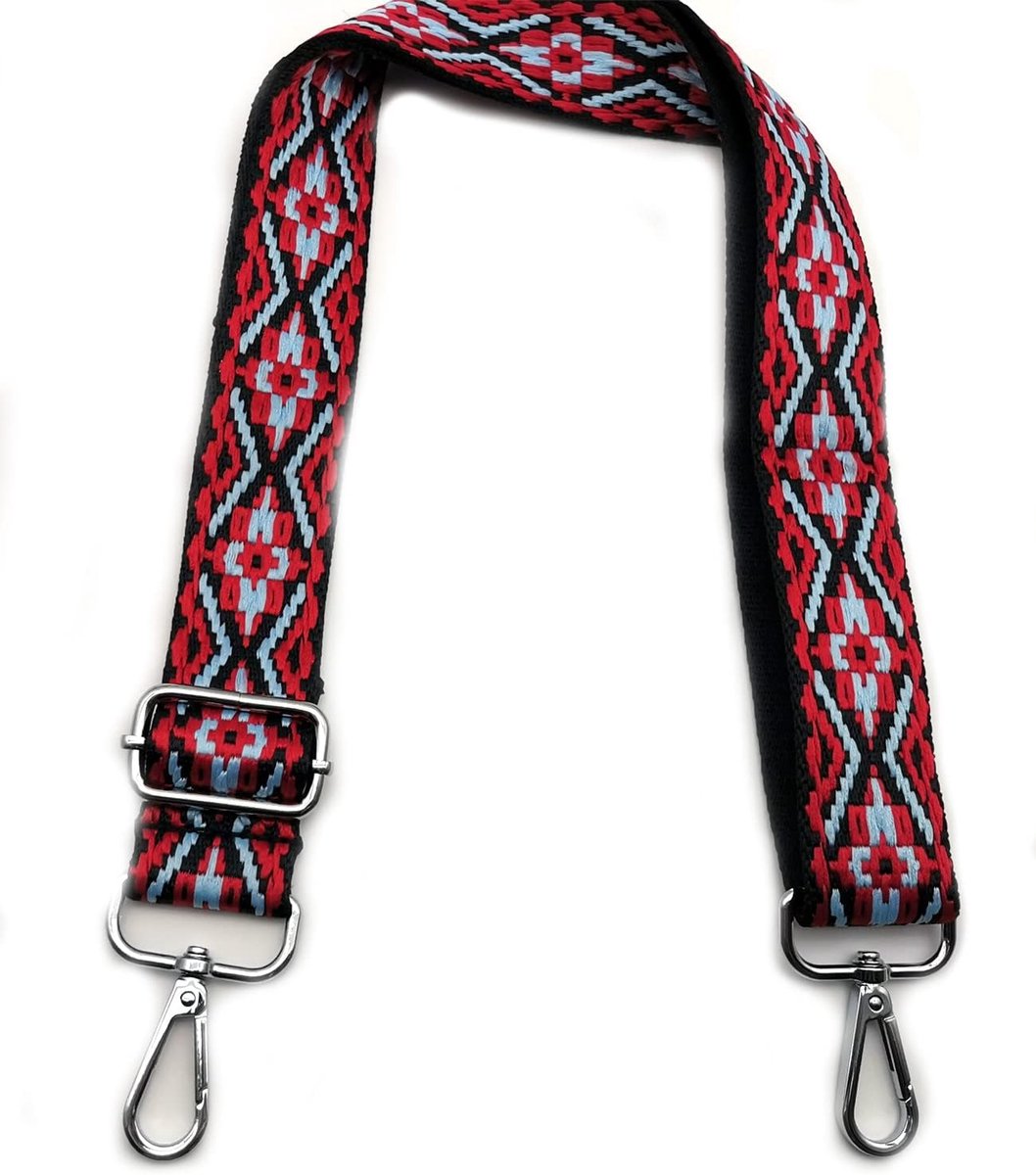 Schouderband Tas - Verstelbare Riem - Tas Accessoire - Kleurrijk Printontwerp - 80-130 cm - Rood Blauw