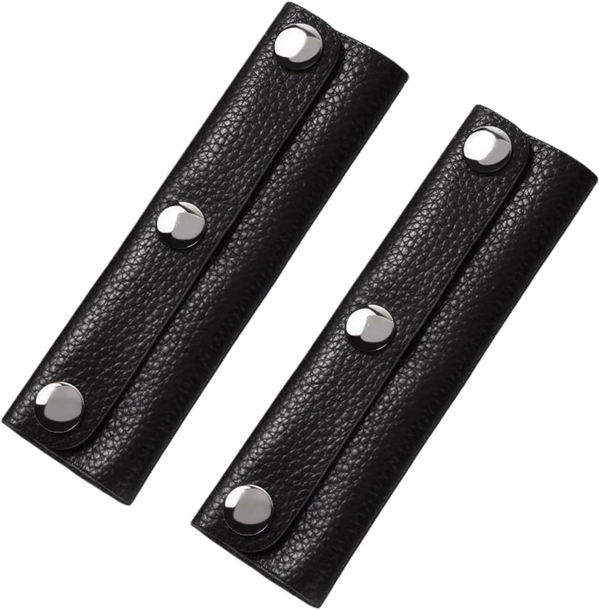 SnelShoppen - 2Pcs Handtas Handgreep PU Leer Wrap Covers Tas Handvat Beschermers Bagage Grip Bescherming Zwart 5.12 x 3.54 inch