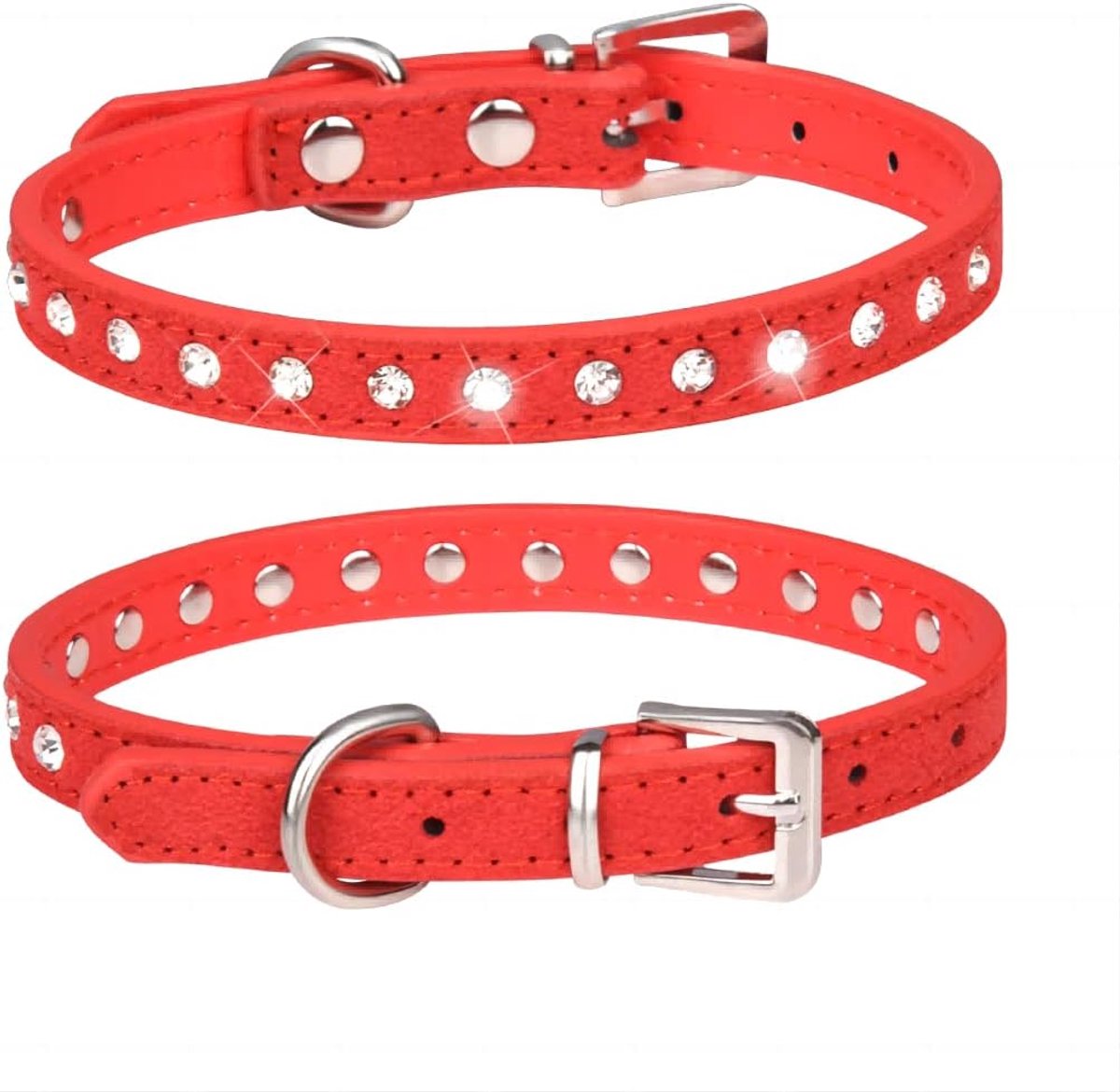 Individual Row Rhinestone Pet Collar, PU Leather Dog Collar, Comfortable Suede Cat Collar, The Diamond Collar Is - ShopVlot