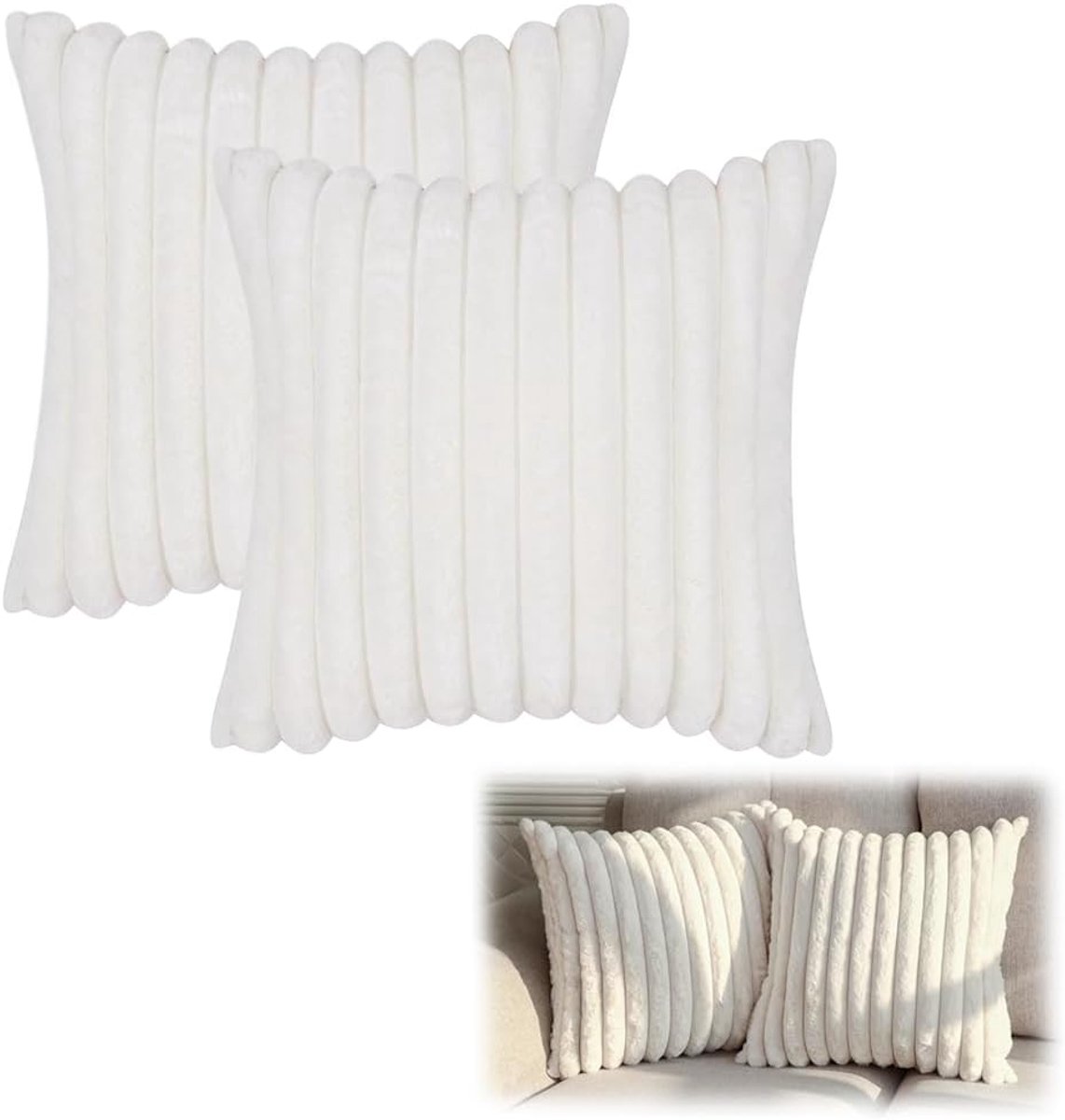 Pluche Kussenhoes Sofa Rugsteun - 2 Stuks - Zacht Materiaal - Verhoogt Comfort - ShopVlot