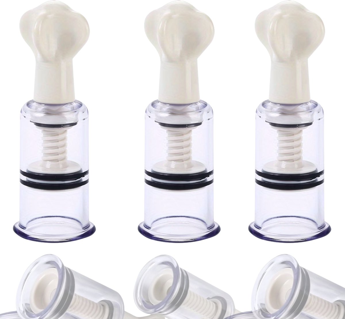 Quick Relief Tepel en Clitoris Stimulatie - Set van 3 Tepelzuigers - Clitoris Zuiger - Clitorispompen - Sex Toys voor Vrouwen - Seksspeeltjes - Clitoris Stimulator - 3 stuks - Transparant