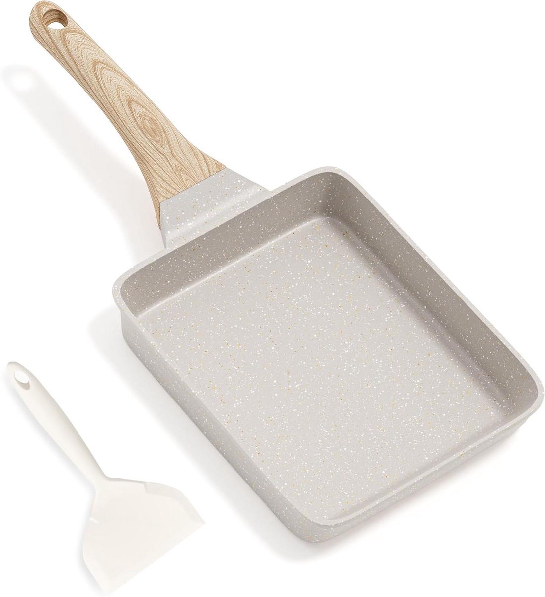 Tamagoyaki Omeletpan - Japanse Omeletpan Eierpan - Ontbijt Maken - Granieten Antiaanbaklaag - 12 Liter - Beige