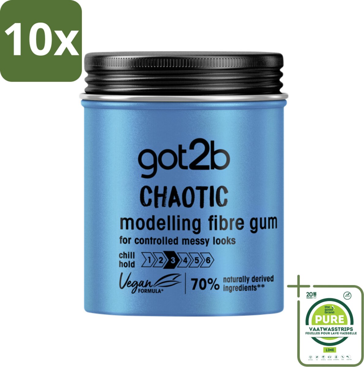 10 x Got2B - Wax - Warhoofd - 100 ml - Grootverpakking - Haarstyling - Warrig Haar - Chaotisch Haar - Wax Voor Haar - Medium Hold