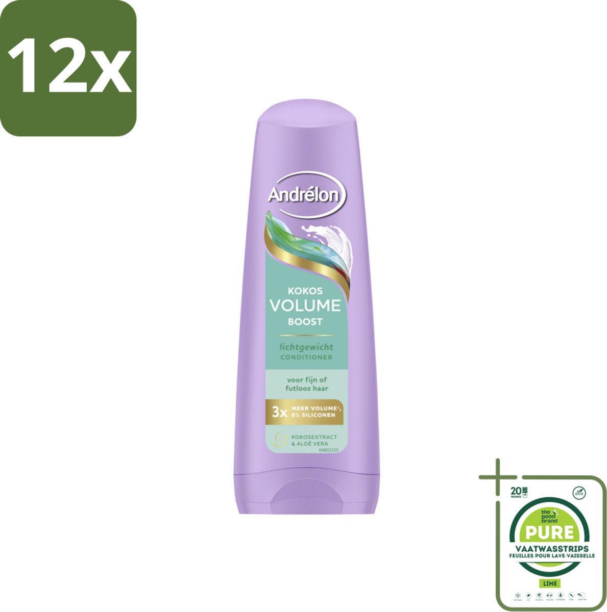 Andrélon – Conditioner – Volume Boost – 200 ml - Voordeelverpakking - 12 stuks - Volume boost haar - Kokos conditioner