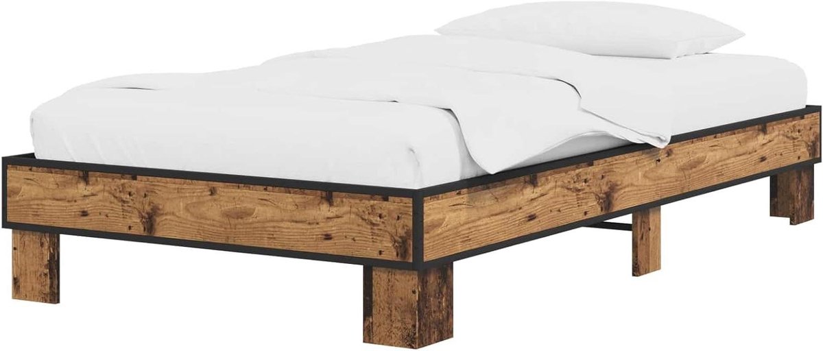 Bedframe - Bedombouw Hout - Slaapkamer Inrichten - Modern Rechthoekig Ontwerp - 80 x 200 cm - Oud Hout