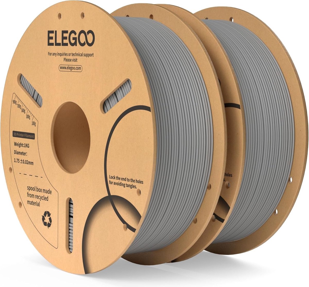 3D Printfilament - PLA Draad - Modelleren Ontwerpen - Hoge Nauwkeurigheid - 1.75mm 2kg - Grijs