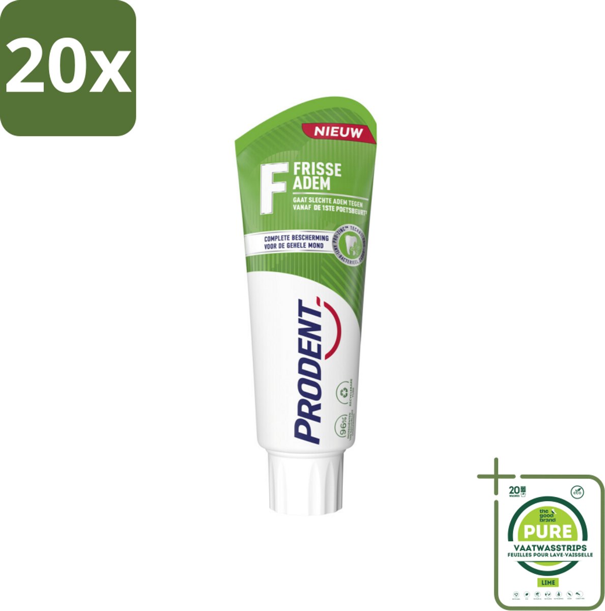 20 x Prodent – Tandpasta – Frisse Adem – Pro-Zinc Technologie - Grootverpakking - Slechte Adem - Frisse Adem - Tandpasta - Antibacteriële Tandpasta - Pro-Zinc