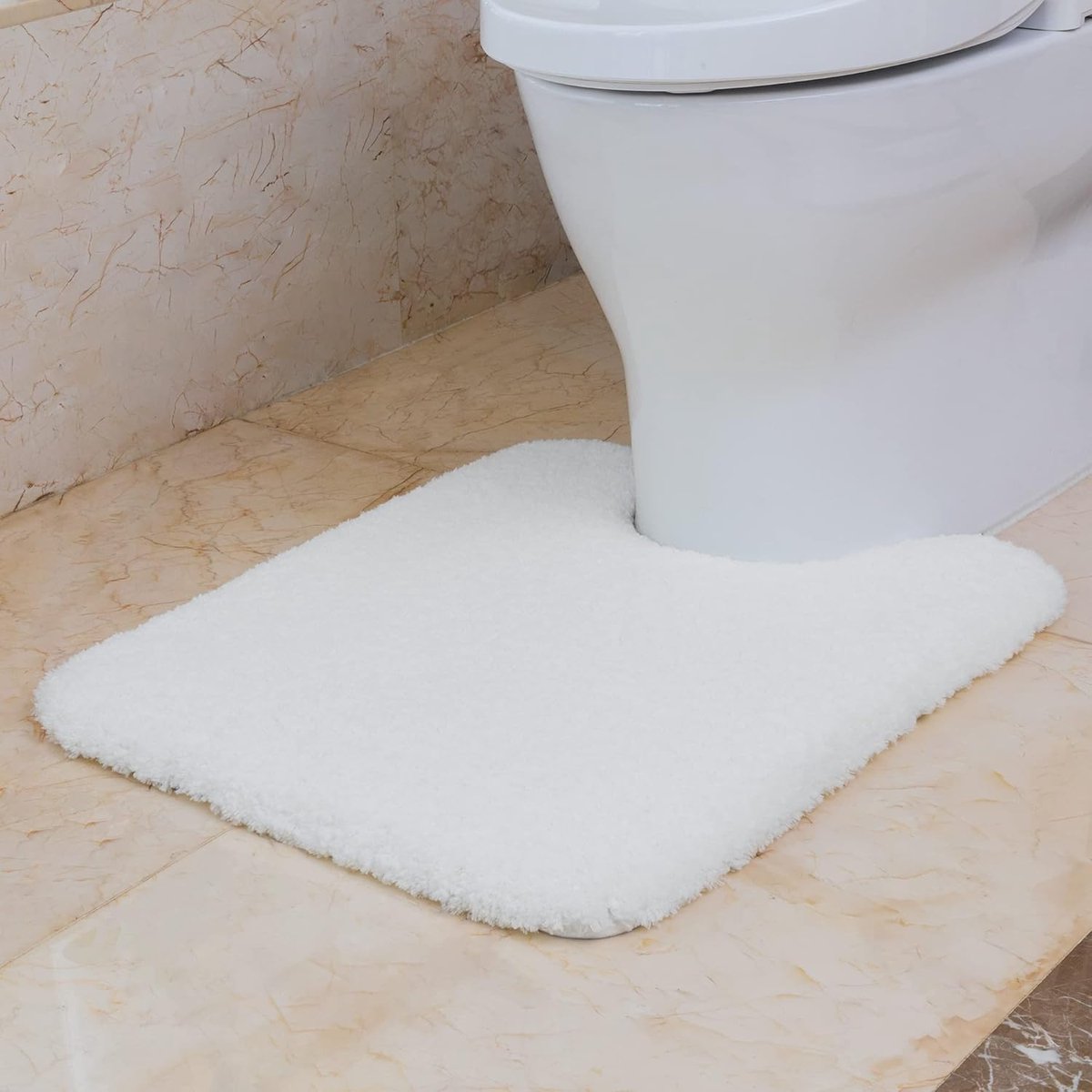 SnelShoppen - U-Vormige Toiletmat - Antislip en Hoogabsorberend - Extra Dikke & Superzachte WC-mat - Sneldrogend en Wasbaar - 50 x 60 cm - Wit