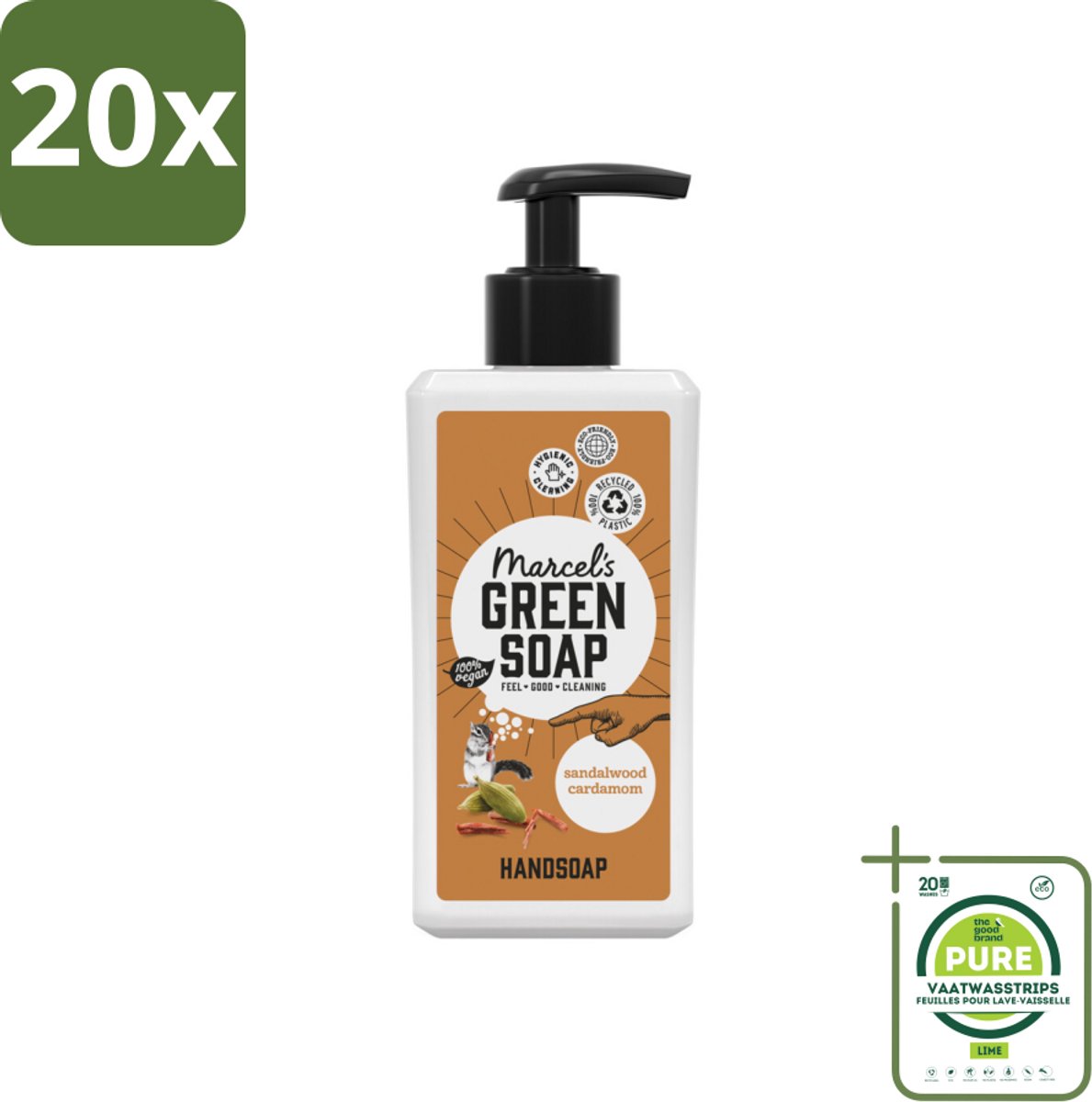 20 x Marcel’s Green Soap – Handzeep – Sandelhout & Kardemom – 250 ml - Grootverpakking - Handzeep - Natuurlijke Handzeep - Handzeep Met Geur - Handzeep Sandelhout - Handzeep Lavendel