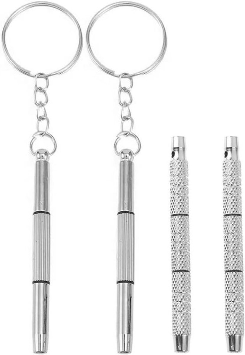 Set van 4 Schroevendraaiers voor Brillenreparatie, 4-in-1 Dubbelpuntige Pocket Schroevendraaier voor Horloges en Sieraden