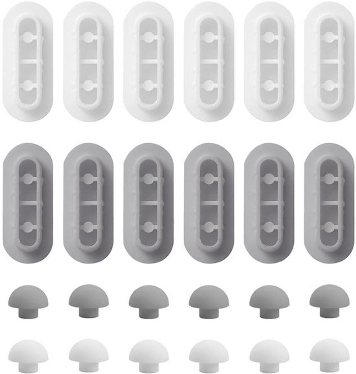 Bufferbumpers 24-delige set - Universele Vervangende Kussentjes - Geluidsdempende Pakkingset - Duurzaam Kunststof - Lange/Ronde Bumpers - Toiletbril Kussentjes