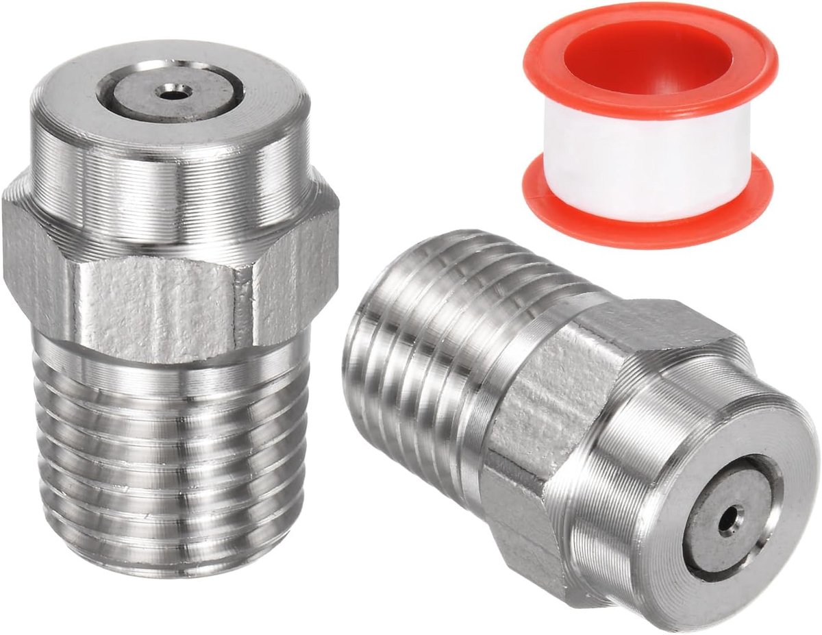 SnelShoppen - 2 Stuks Surface-Clean Tips - 0 Graad 1/4 Inch NPT Mannelijke Vervangnozzles voor Hogedrukreinigers - RVS met Afplaktape - Geschikt voor