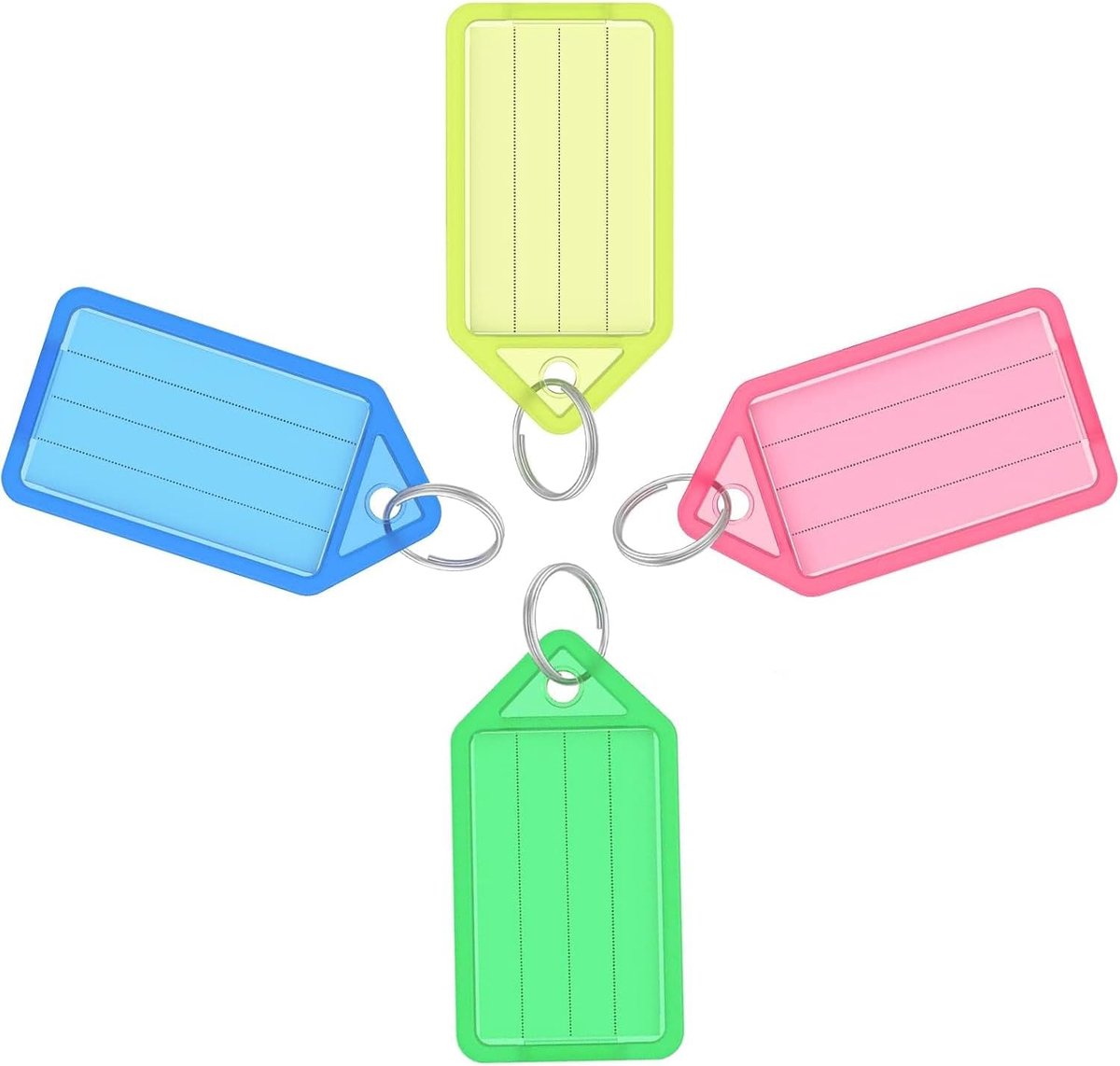 Keytags 40 stuks - gekleurde plastic sleutelhangers - label keychains - ideaal voor bagage en huisdieren - ShopVlot