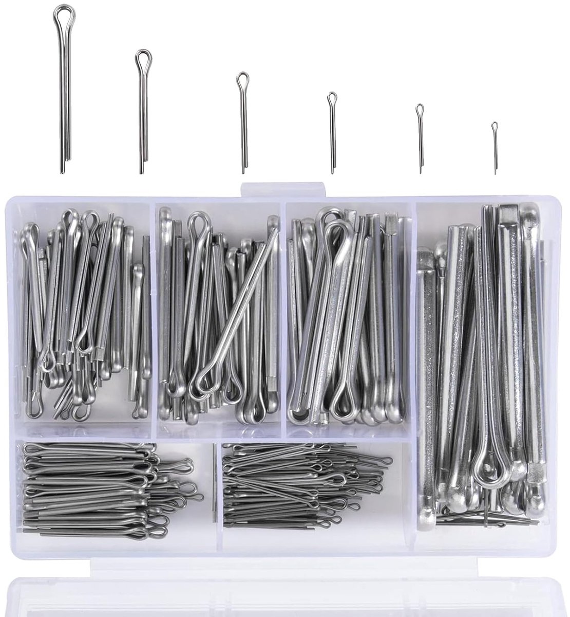 SnelShoppen - Splint Set 230 Stuks, U-vormige Splinten M1 M2 M2.5 M3 M4 M5, RVS, Assortiment Doos voor Auto's, Campers, Tuingereedschap