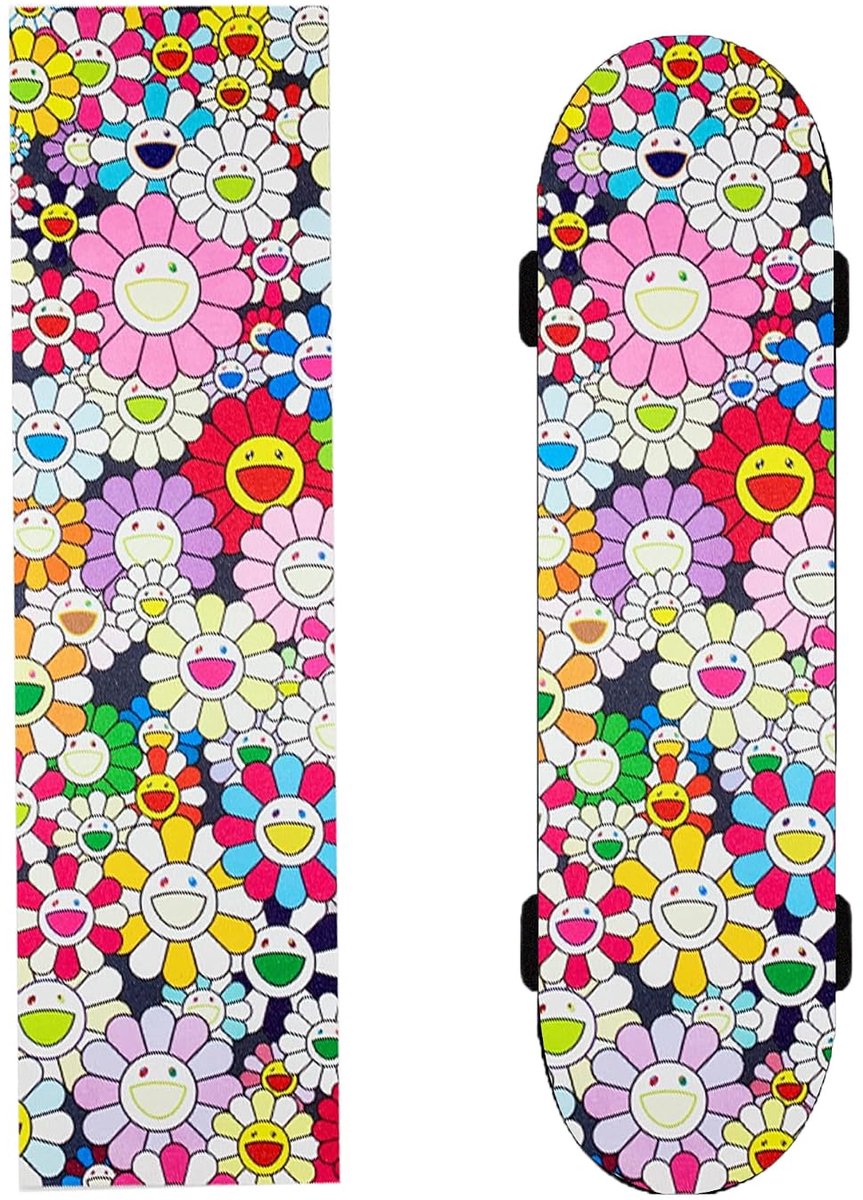 SnelShoppen - Grip Tape Skateboard, Scooter, Non-Slip, Duurzaam, Waterdicht, Siliconen Carbide, Epoxy, 84 x 23 cm, Zonnebloemen, Bubble-Free, Grip Tap
