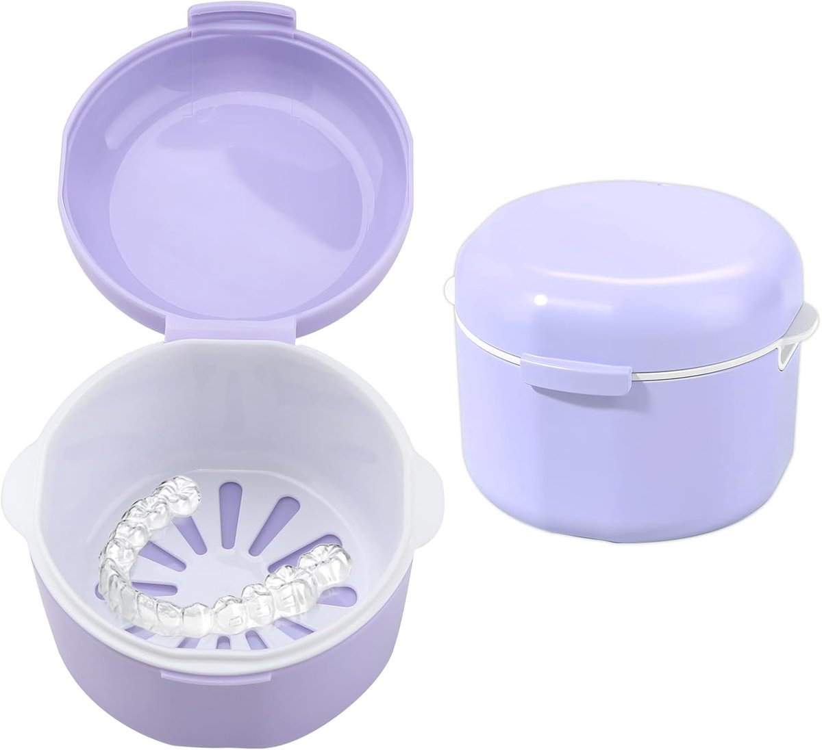 SnelShoppen - Draagbare en Elegante Silicone Tandenhouder, Orthodontische Opbergdoos voor Tanden, Hygiënische Tandenbescherming, Paarse Kleur, Compact