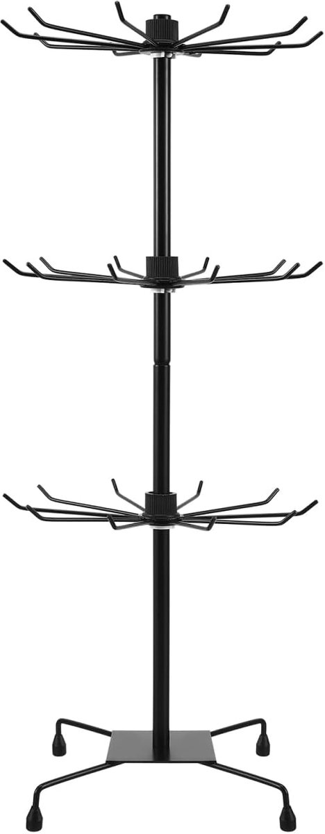 SnelShoppen - Zwart Wrought Iron Sieradenstandaard - Rotating Hanger voor Kleding, Hoeden & Accessoires - Vrijstaande Organiser voor Thuis of Kantoor