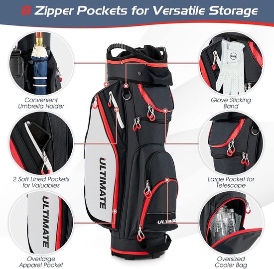Golftas Cartbag - Golfstandbag Golfclubtas - Golfbaan Organisatie - 14 Clubvakken - 128 cm - Zwart — afbeelding 4