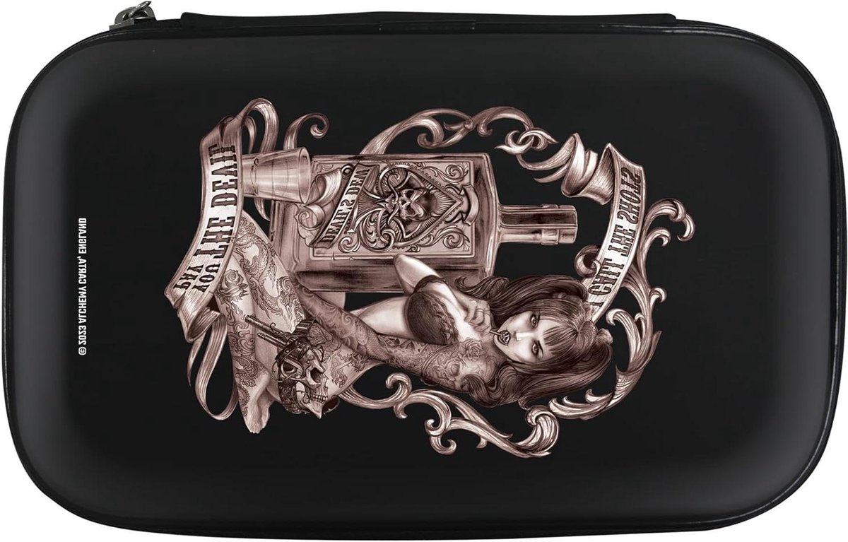 Darts Case - Opberg Portemonnee - Darts Opbergen - Unieke Gothic Designs - Voor 2 Sets Darts - Zwart