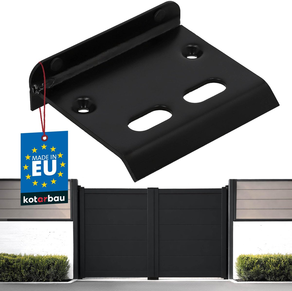 KOTARBAU® Sluitplaat voor Tuinpoort - Sluitplaat Poort - Poortaanslag 16cm - Aanslagplaat - Hoeksluitplaat - Stalen Sluitplaat - voor Houten en Metalen Poorten - Zwart