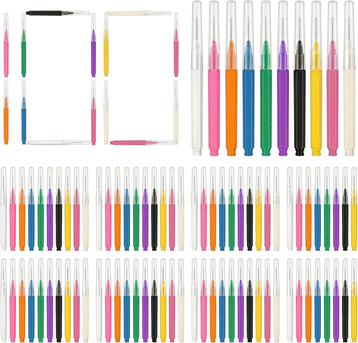 Interdentale Borstels Set - Multicolor - 100 Stuks - Zachte Nylon Borstels voor Tandenreiniging - Voor Iedereen