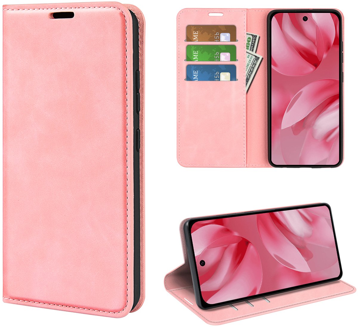 MobyDefend Hoesje - Geschikt voor Google Pixel 11 - Luxe Wallet Bookcase (Magnetische Sluiting) - Roze