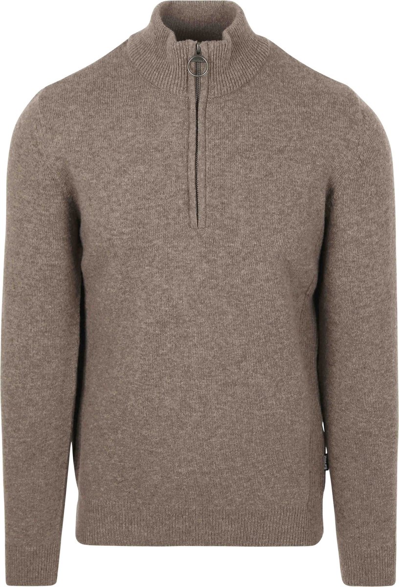 Barbour Half Zip Trui Wol Taupe - Maat 3XL - Heren - Quarter zip