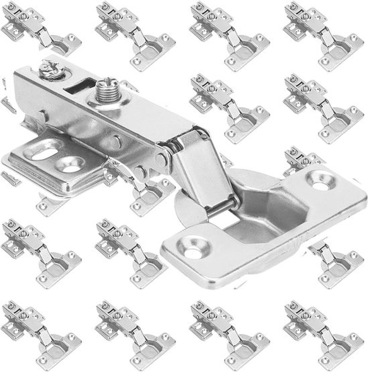 20 Stuks Keuken Kast Scharnieren, Volledige Overlay Soft Close Scharnieren met Schroeven voor Keuken en Kledingkast