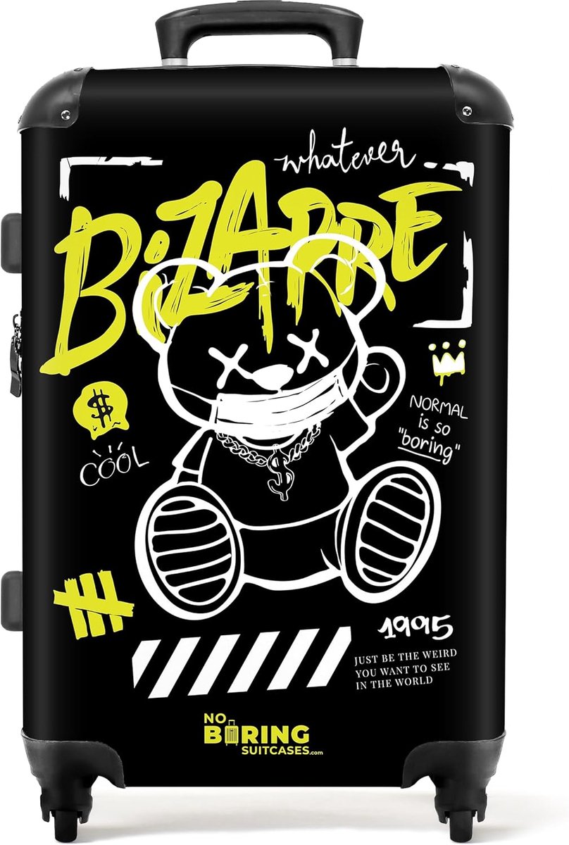 Reistas Teddy Beer - zwart - street art - unieke uitstraling - ShopVlot